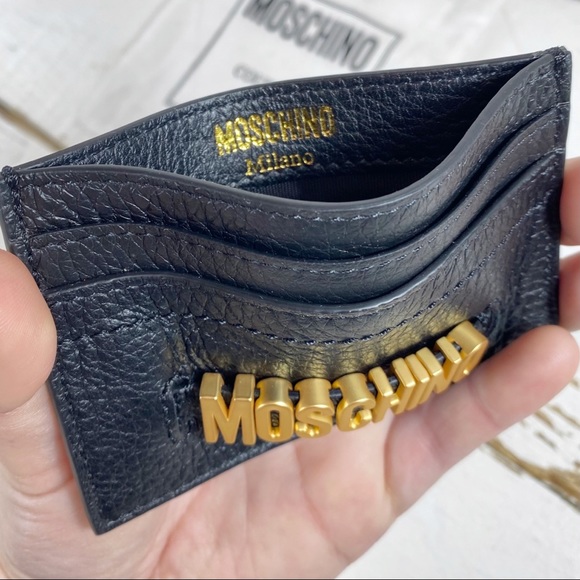 Moschino Couture Black Leather Logo Card Holder - Picture 5 of 12